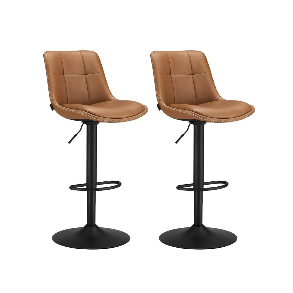 VASAGLE EKHO Lot De 4 Tabourets De Bar Pivotants – Hauteur Réglable 62-84 Cm, PU Coutures, Dossier Confort, Noir D’Encre