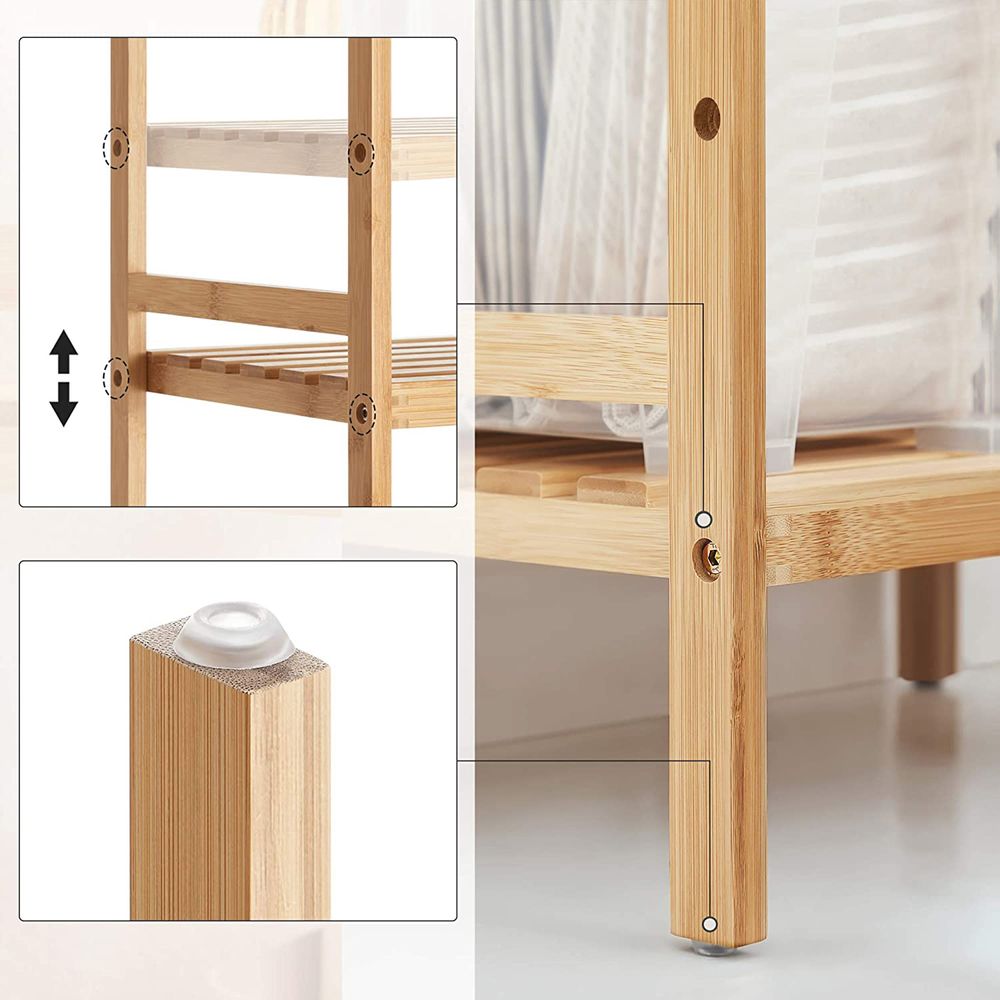 Songmics - SONGMICS Etagère en Bambou, Rangement Salle de Bain, étagère à  Chaussures, étagère à Livres, Idéal pour l'entrée, Salle de Bain, Salon,  Couloir 130 x 60 x 26 cm BCB35Y 