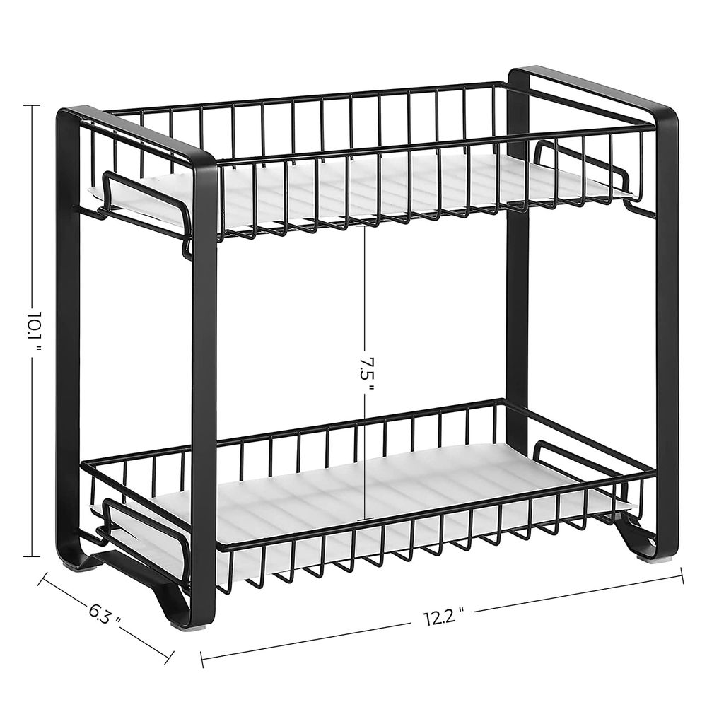 Étagère à épices Étagère de rangement cuisine en métal à 2 niveaux, Porte- épices avec planches en plastique