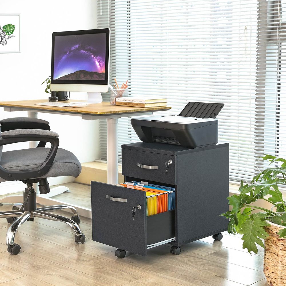 VASAGLE Caisson Bureau, Petit Meuble de Rangement Mobile, avec 2