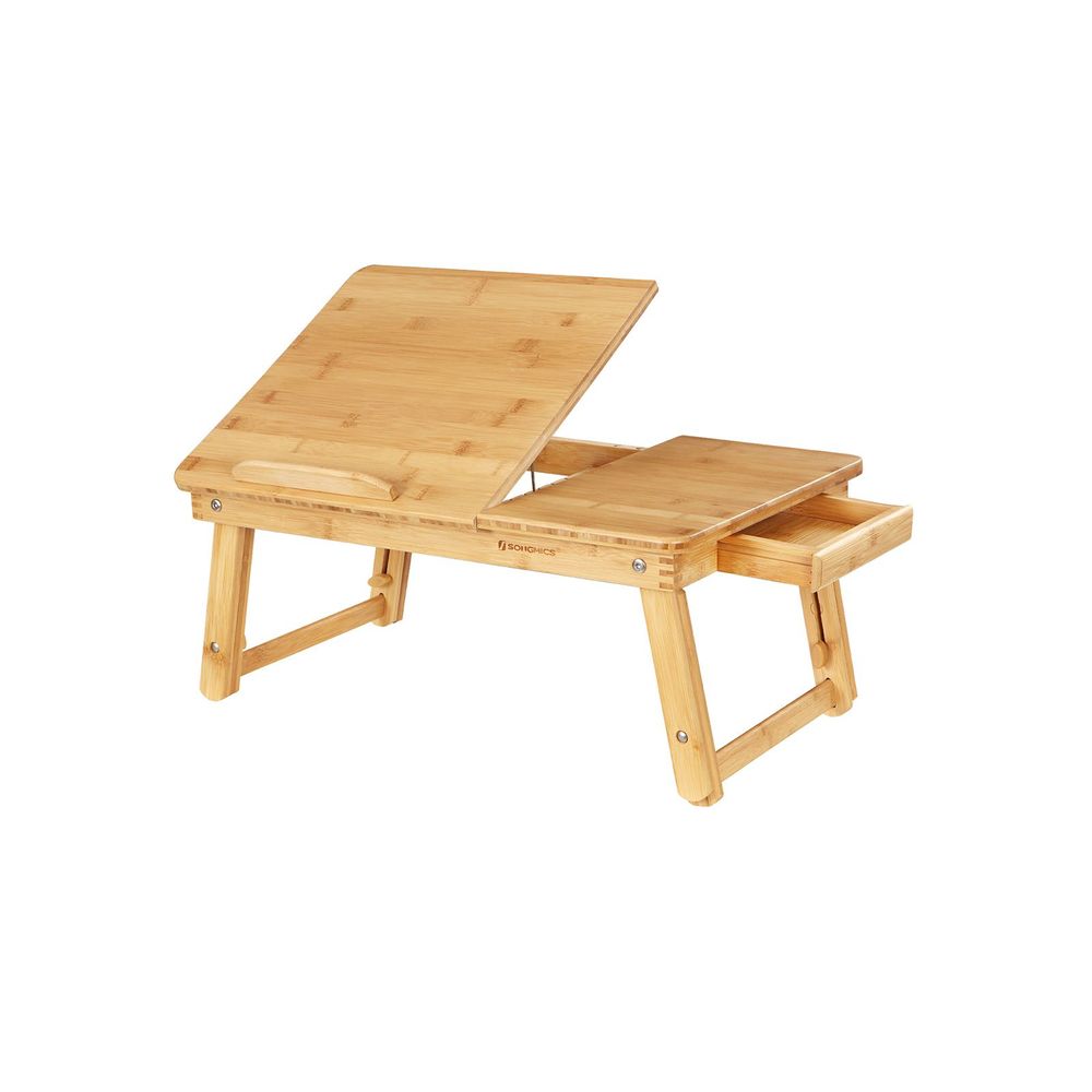 Table de lit pliable en bambou pour PC portable inclinable - L55 cm