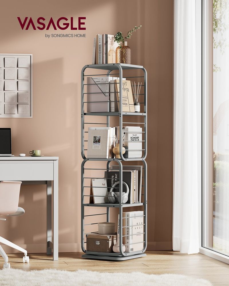 Étagère Bibliothèque 4 Niveaux 115x75x35 Cm - Acier Noir Mat - Autoportante Pour Salon, Chambre, Bureau