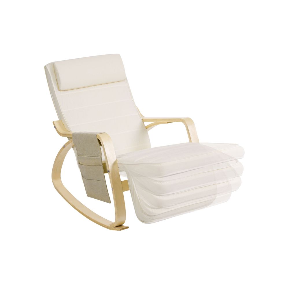 Fauteuil à bascule beige en bois de bouleau revêtu de coton et rembourré en  mousse Songmics - Habitium®