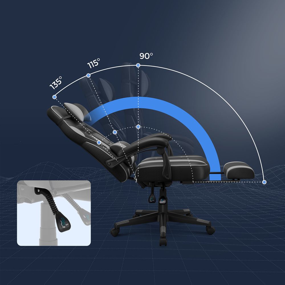 Fauteuil gamer chaise gaming siège de bureau réglable avec repose-pieds  télescopique ergonomique mécanisme basculent appui-tête support lombaire  char au meilleur prix