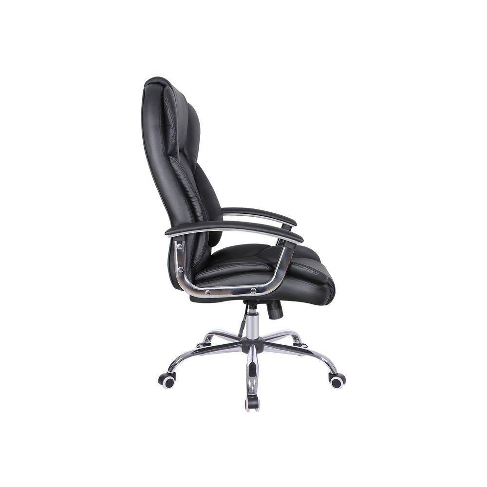 SONGMICS Fauteuil de bureau, Large assise rembourrée, avec Appui-tête,  Hauteur réglable, Ergonomique, Noir OBG57B