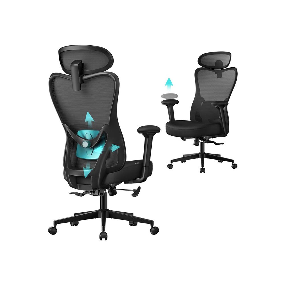 SONGMICS Chaise De Bureau Ergonomique, Fauteuil De Bureau Appui Tete Et Soutien Lombaire Reglables Supporte Jusqua 150 Kg Hauteur Reglable Beige Sable Obn066lf01 89063288