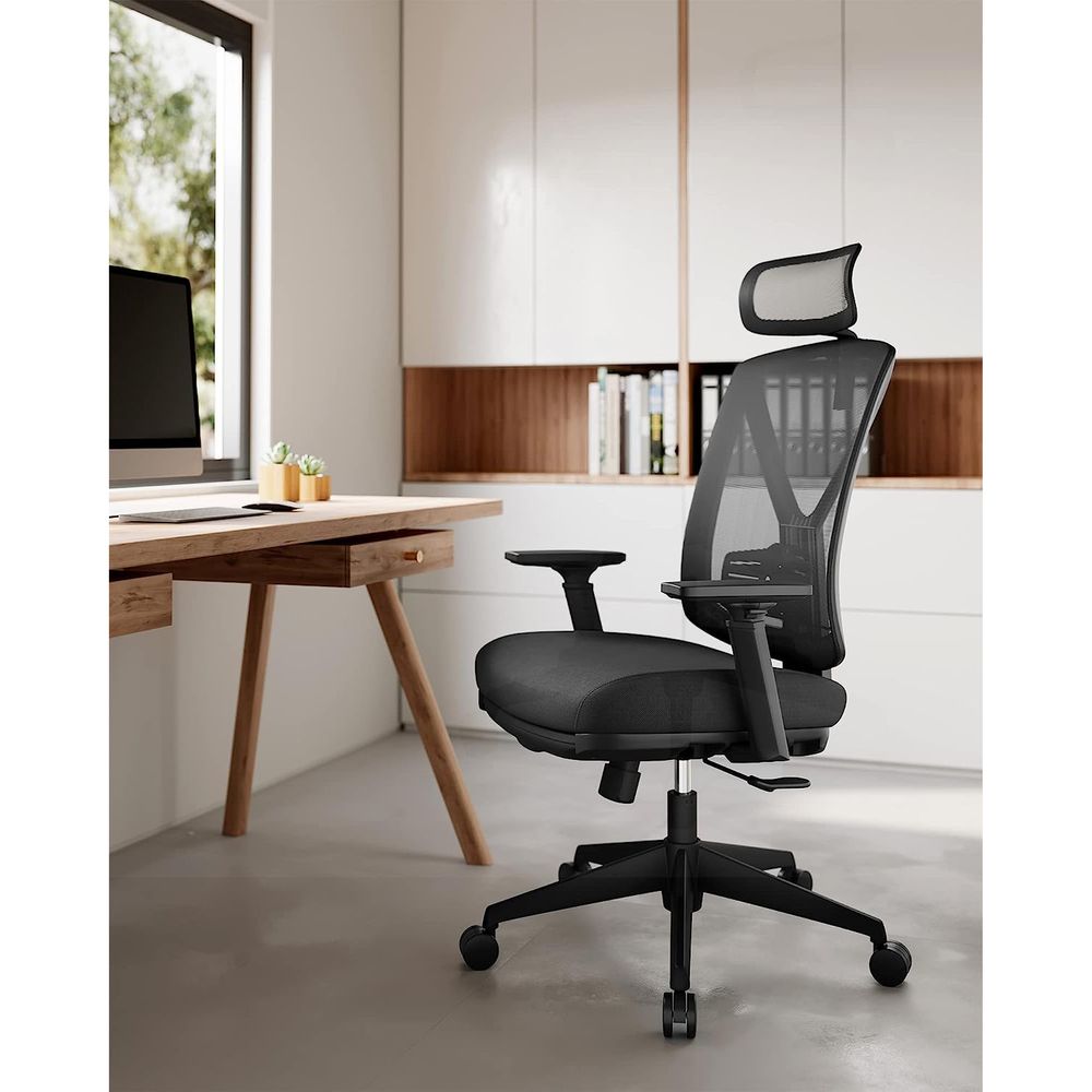 Chaise de bureau SONGMICS, tabouret de travail ergonomique, hauteur  d'assise 51,5-71,5