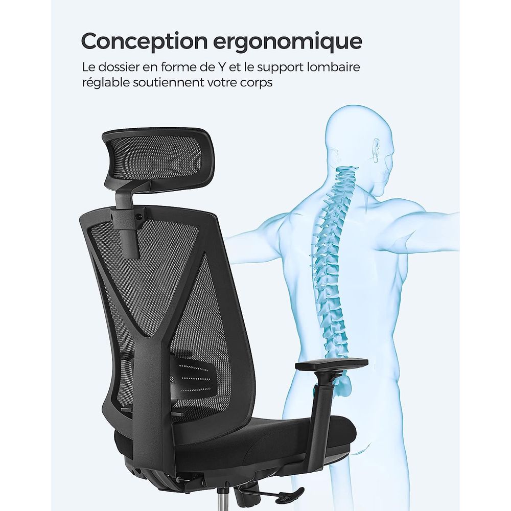 Chaise de bureau ergonomique noir confortable