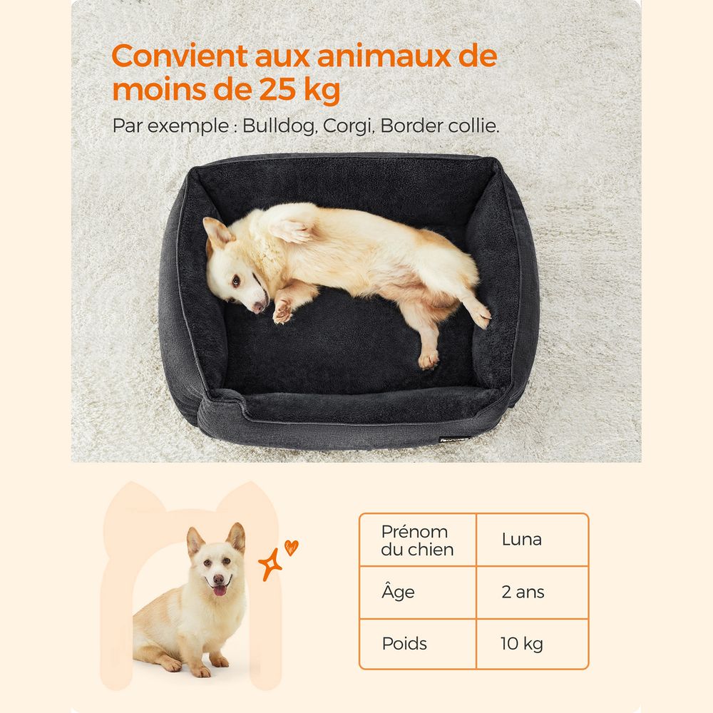 FEANDREA Panier pour Chiens, Canapé, en Tissu Façon Lin, Fond