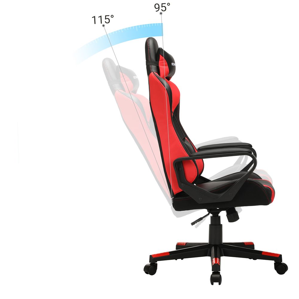 44€ sur Fauteuil de bureau, chaise gaming réglable pivotant, avec coussin  et appui-tête, charge max 110kg, noir et rouge - Achat & prix