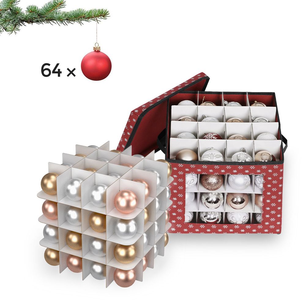 Boîte de rangement en tissu pour décorations de Noël - Bordeaux à