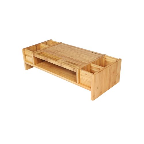 Homfa Rehausseur dEcran Support dOrdinateur en Bambou Support de Moniteur avec 2 /Étages 60/×30/×15cm