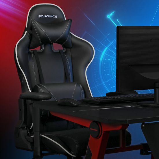 Songmics Fauteuil Gaming Chaise Gamer Si Ge De Bureau Racing Inclinable Ergonomique Avec