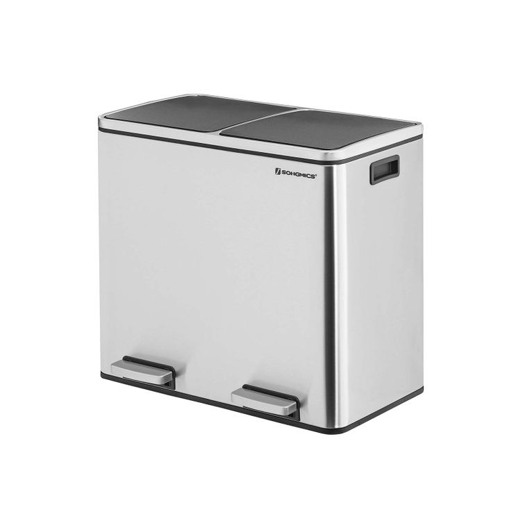 Poubelle De Tri Triple 3x15 Litres Emuca - Acier Inoxydable Avec Pédales Indépendantes Et Compartiments Extractibles