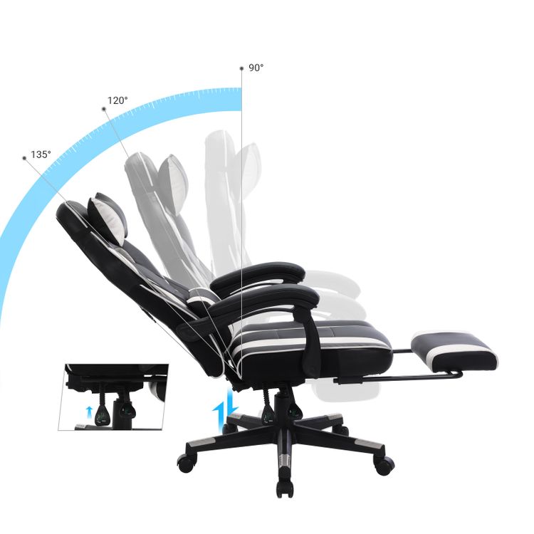 SONGMICS Fauteuil Gamer Chaise Gaming Siège de Bureau réglable avec Repose Pieds télescopique