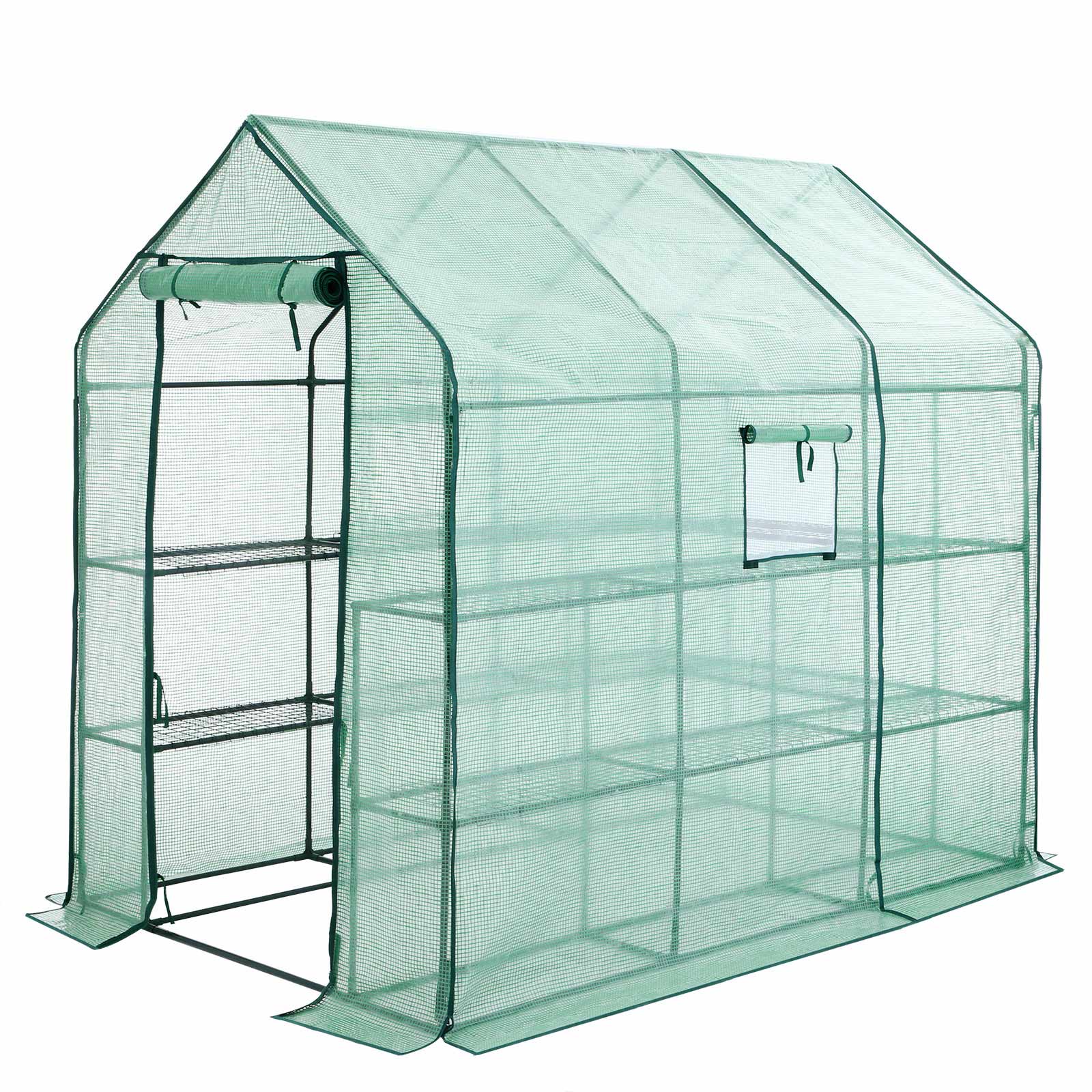 Outsunny Serre De Jardin 2,8 M² Avec 1 Grande Porte Enroulable Et 2