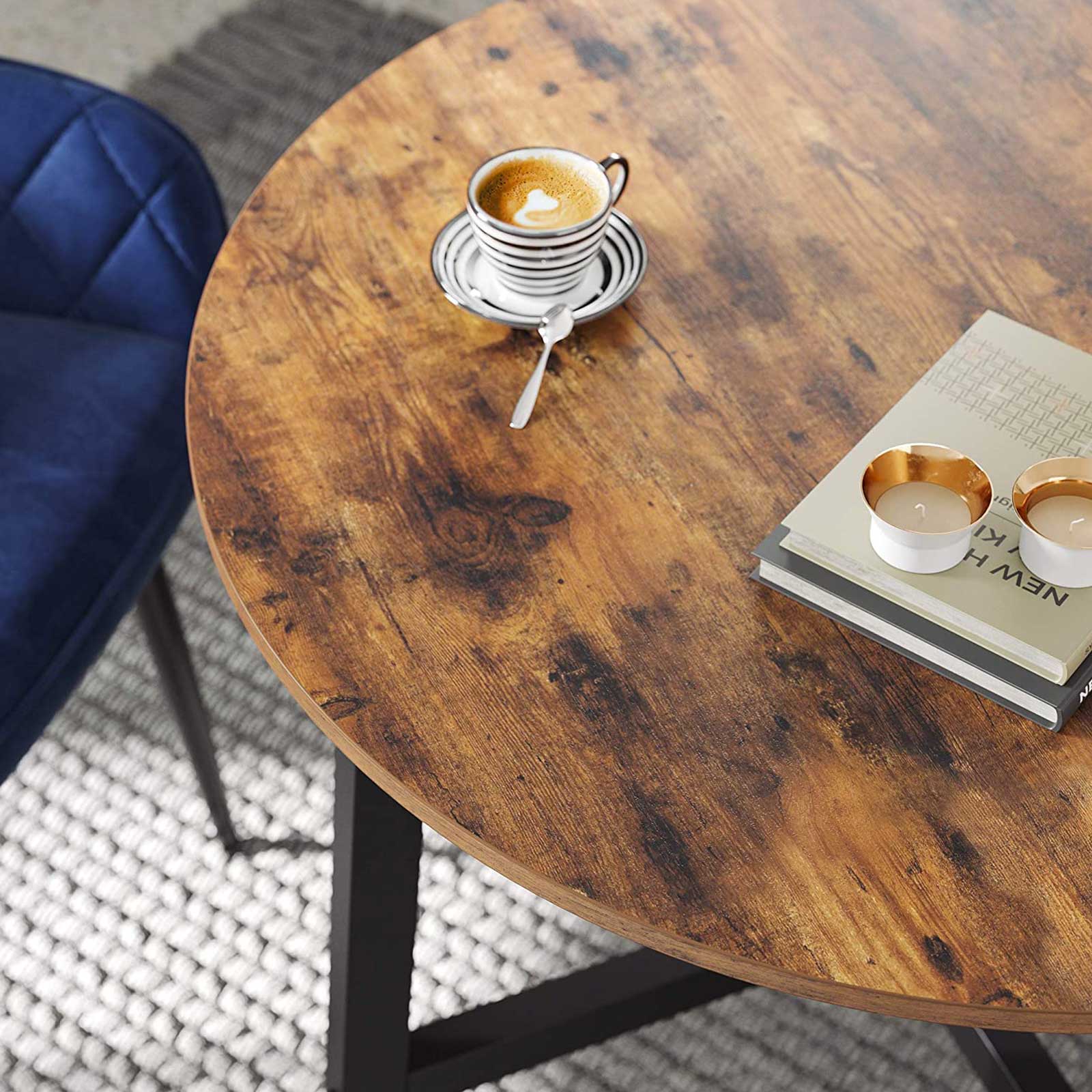 Table à manger marron rustique et noir VASAGLE