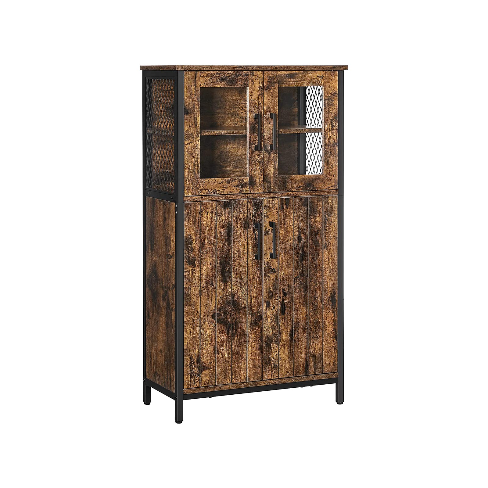 Buffet armoir vitrine double porte industriel VASAGLE