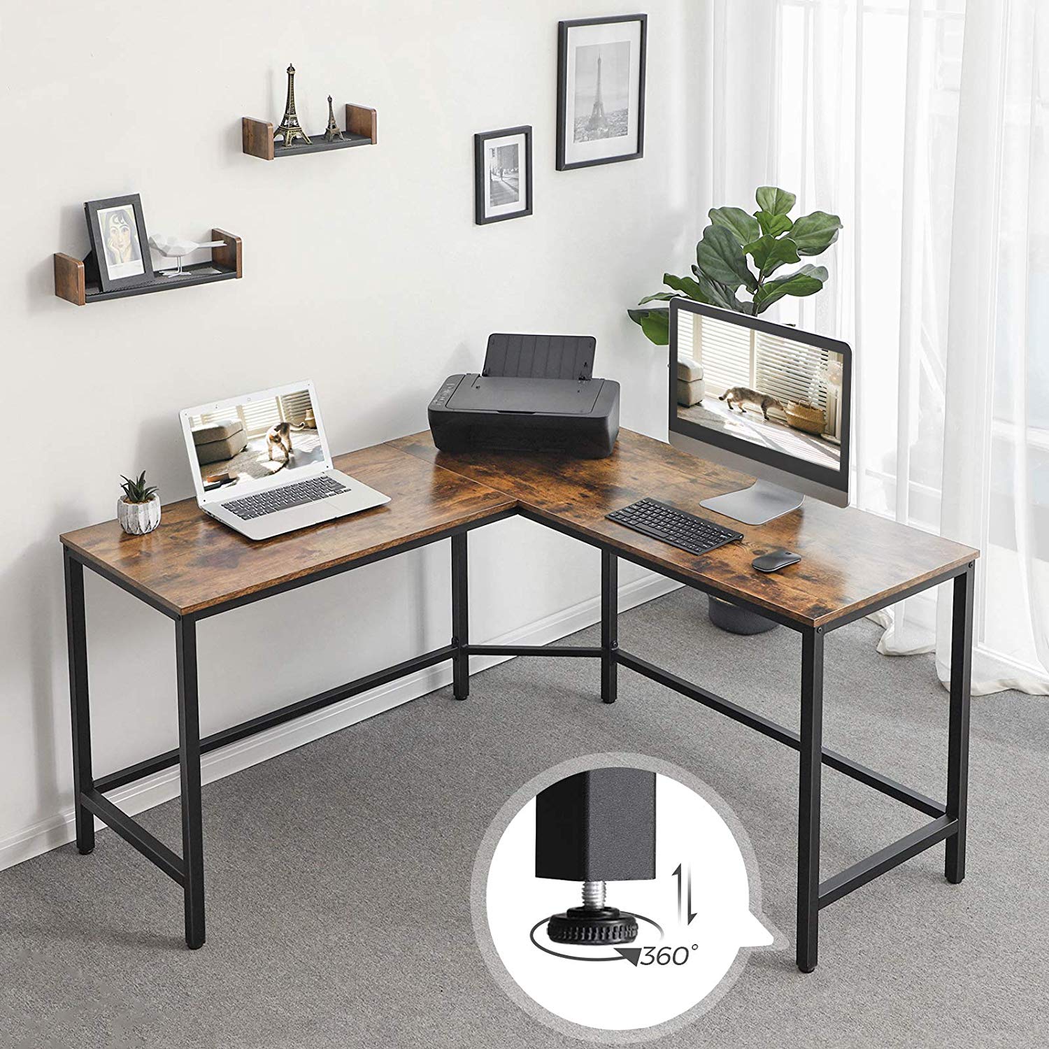 Bureau d'angle industriel Bureaux VASAGLE par SONGMICS