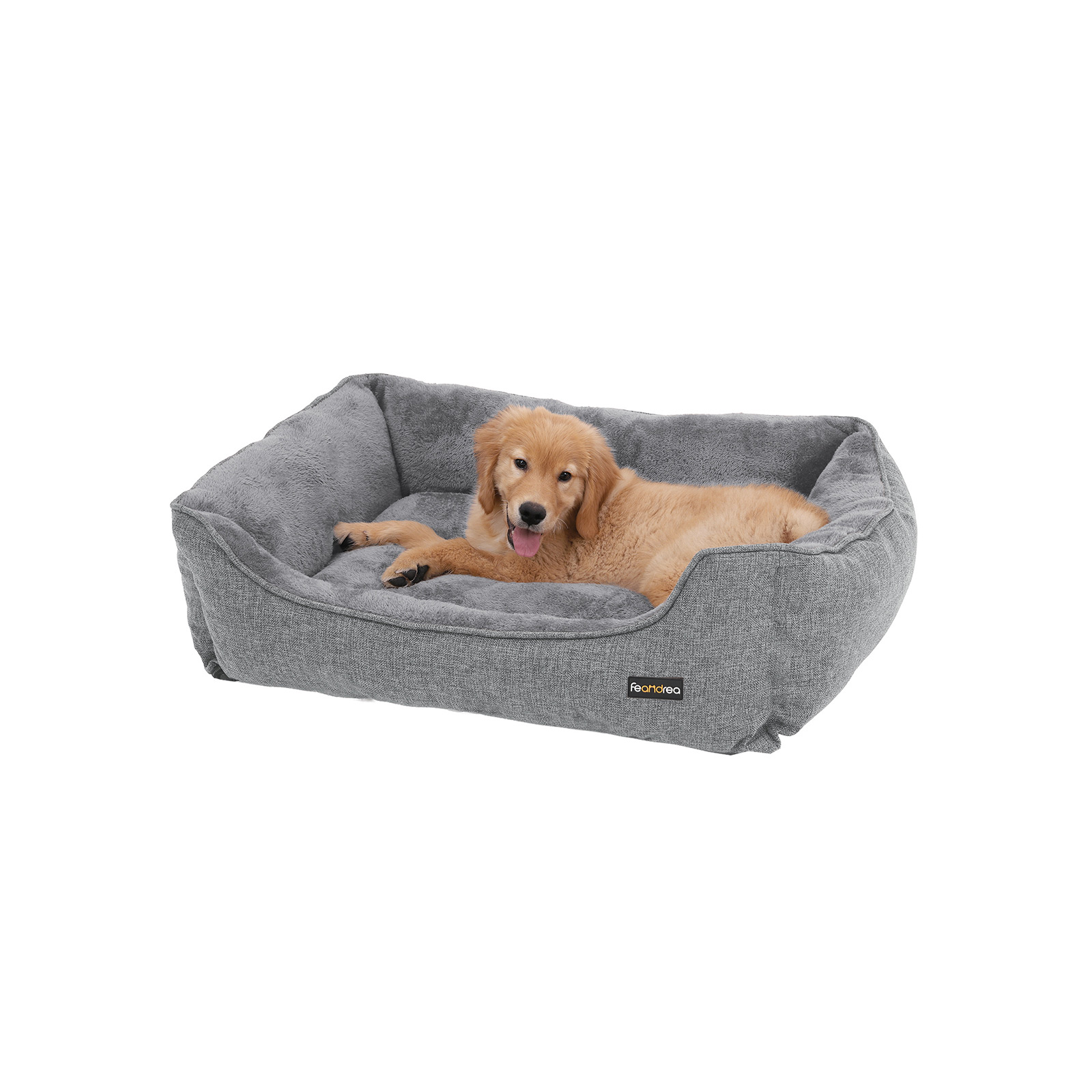 Panier pour chien peluche déhoussable lavable gris doux FEANDREA