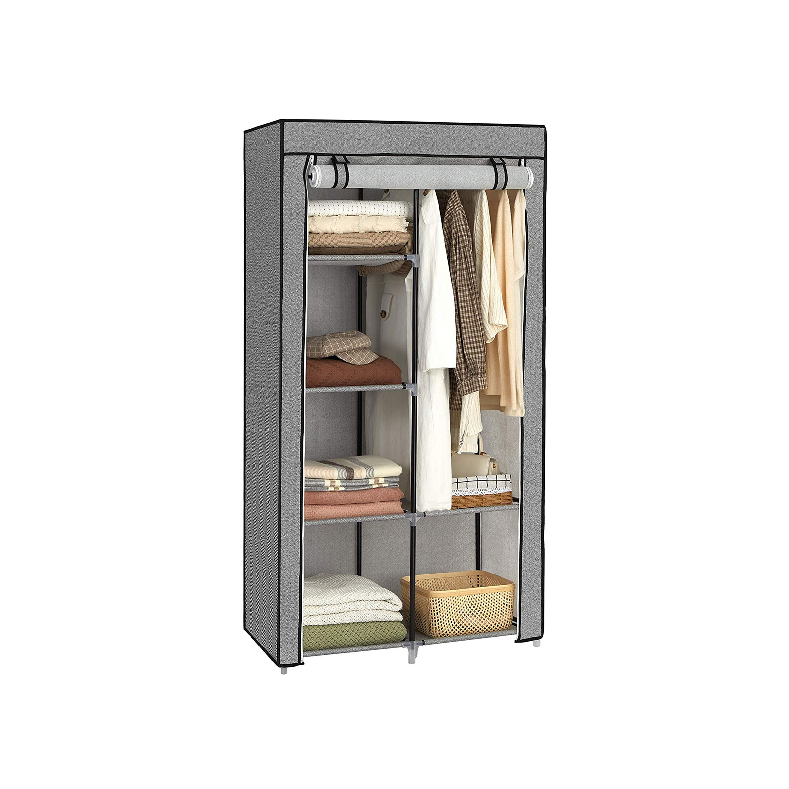 Armoire en tissu nontissé gris pratique SONGMICS