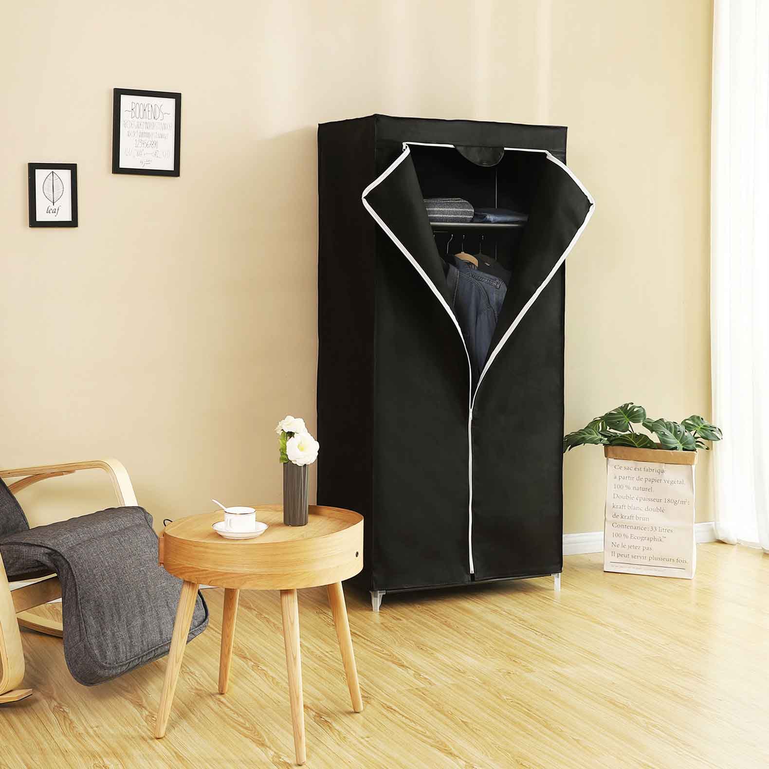 Armoire vêtements pliable noir